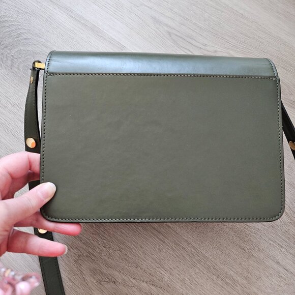 Marni Trunk Medium Leather sShoulder Bag Forest Green - Picture 10 of 16